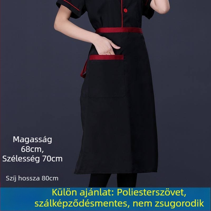 Uniszex konyhai kötény nyakpánttal, félhosszú, lélegző poliészter