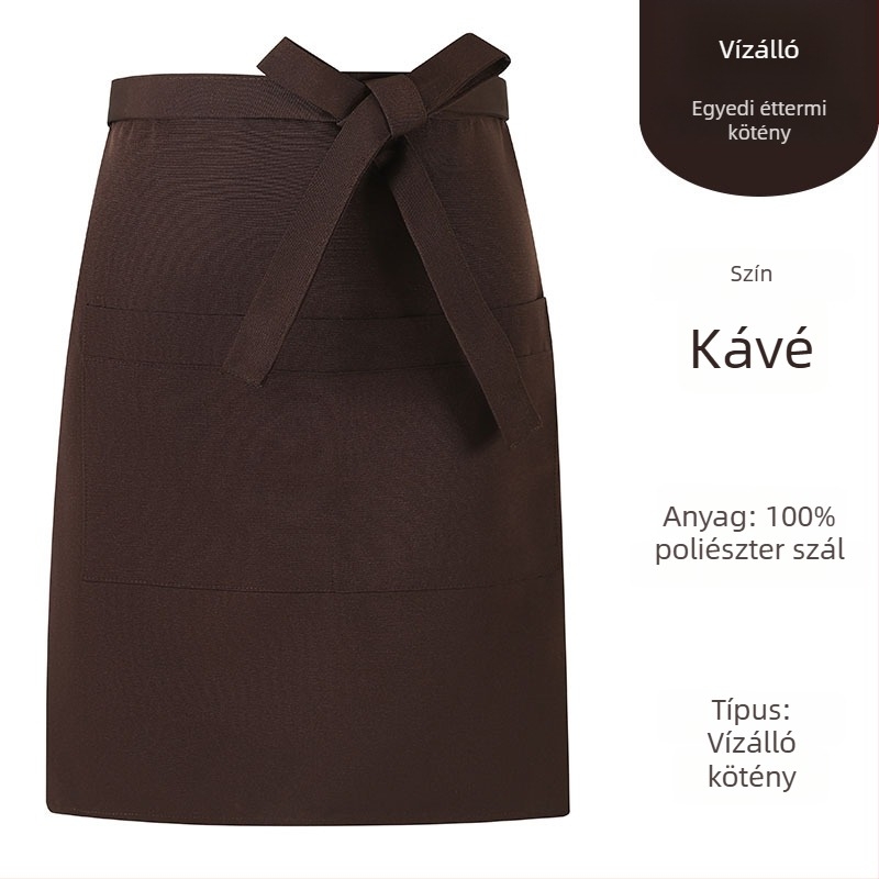 Extránagy félhosszú kötény egyedi logónyomással, tej-tea és kávézók, catering és éttermek számára