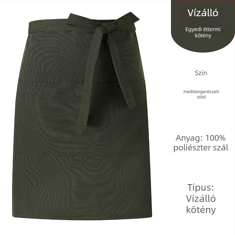 Extránagy félhosszú kötény egyedi logónyomással, tej-tea és kávézók, catering és éttermek számára