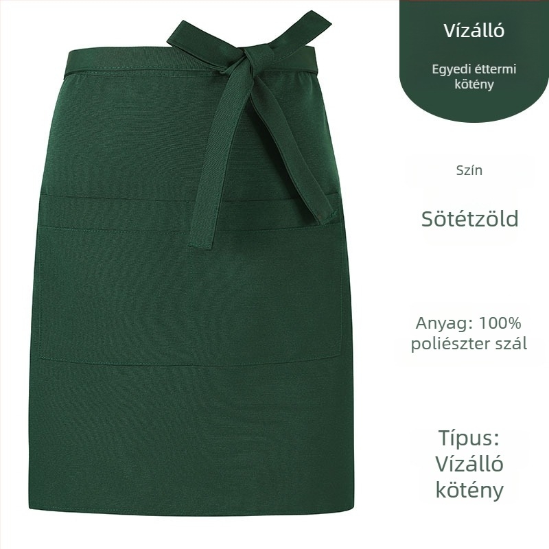 Extránagy félhosszú kötény egyedi logónyomással, tej-tea és kávézók, catering és éttermek számára