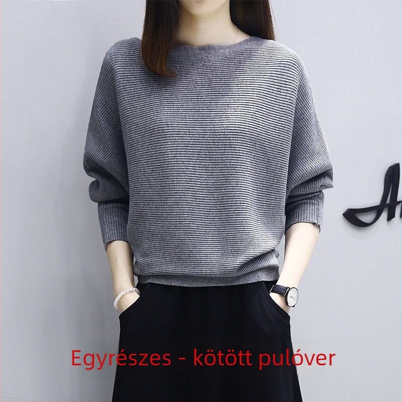 Női kötött casual két darabos szett, 2024 tavasz–ősz, elegáns laza szabás, plusz méret, pulóver és hosszú szoknya, trend.