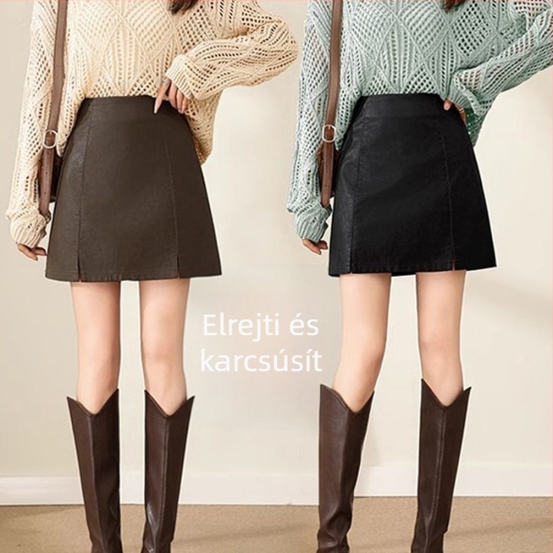 Magas derekú, A-vonalú gyapjúkeverékből készült szoknya, 2025 tavasz, 30–50% más anyag tartalom, királyi testvér stílus