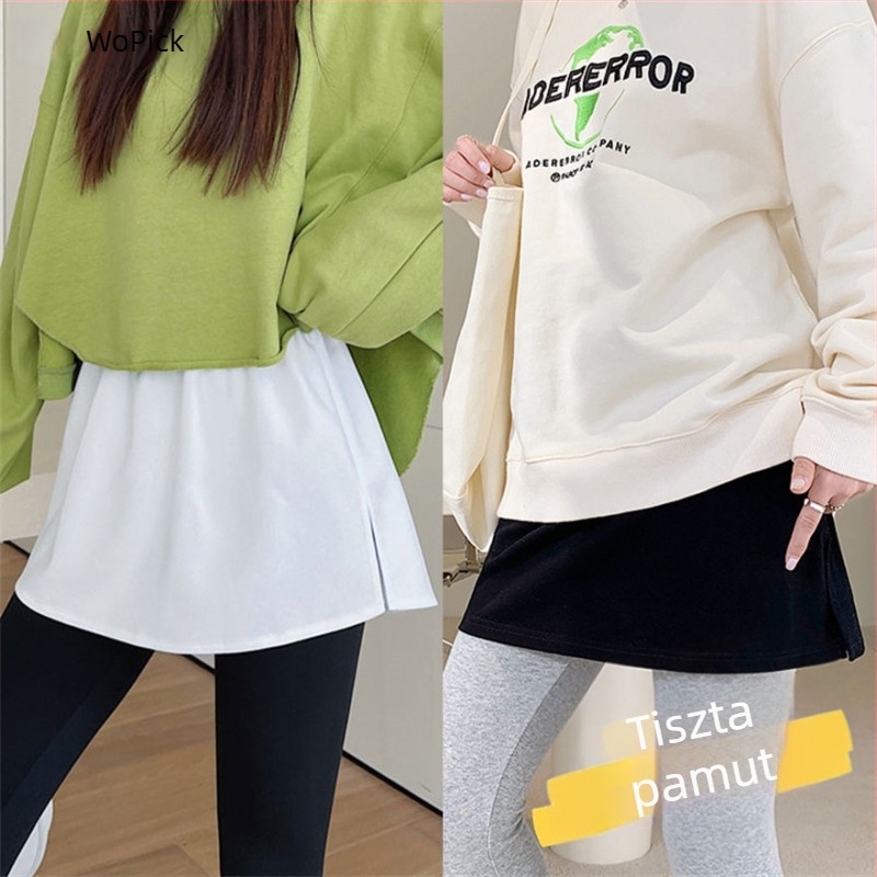 Pamut kapucnis pulóver rétegzett szegéllyel és hamis mini szoknyával; 90–95% pamut; anyag: pamut; stílus: fairy dress; Hong Kong wind retró