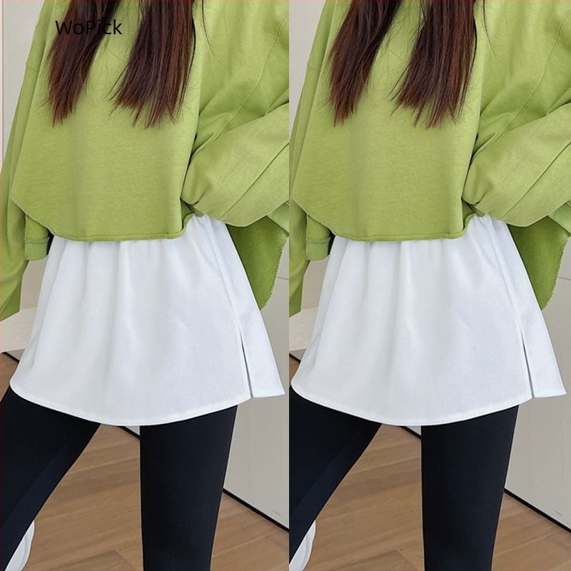 Pamut kapucnis pulóver rétegzett szegéllyel és hamis mini szoknyával; 90–95% pamut; anyag: pamut; stílus: fairy dress; Hong Kong wind retró