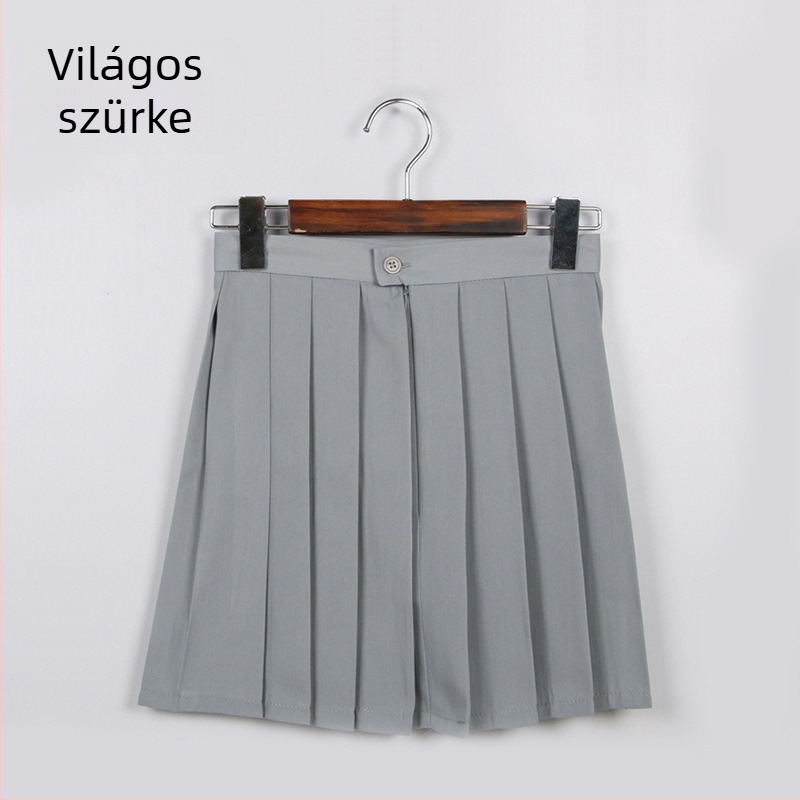 Pliszírozott szoknya, TR anyag, fő anyag tartalma 70–80%, japán stílus, rövid fazon