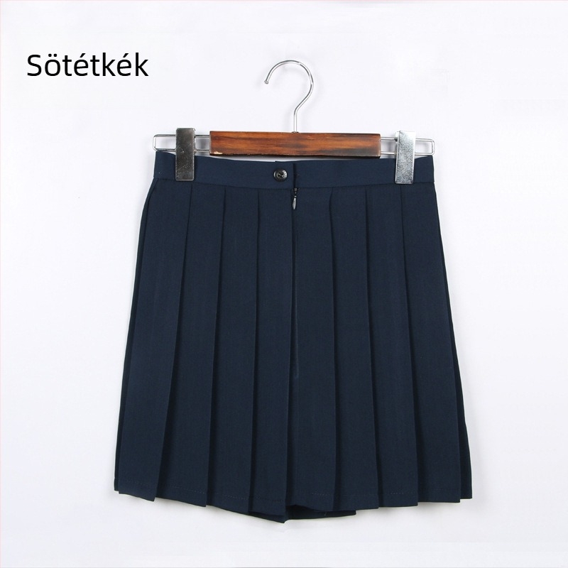 Pliszírozott szoknya, TR anyag, fő anyag tartalma 70–80%, japán stílus, rövid fazon