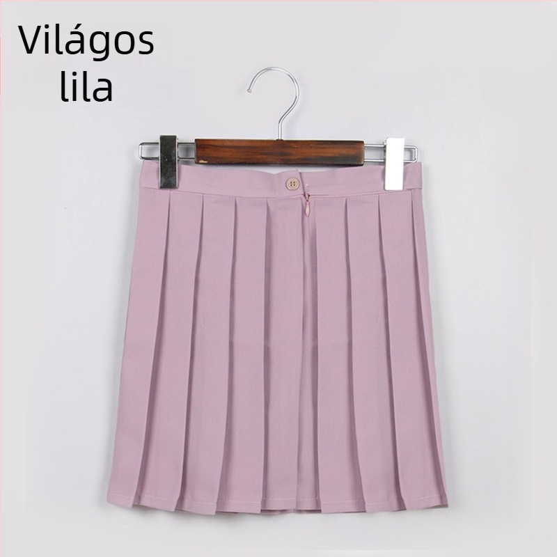 Pliszírozott szoknya, TR anyag, fő anyag tartalma 70–80%, japán stílus, rövid fazon