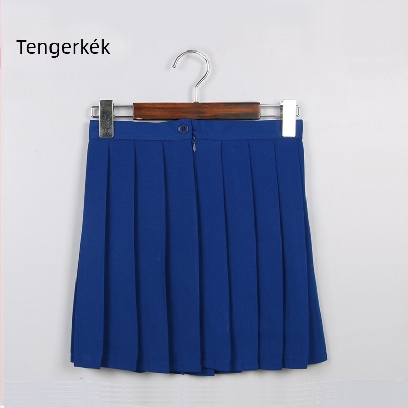 Pliszírozott szoknya, TR anyag, fő anyag tartalma 70–80%, japán stílus, rövid fazon