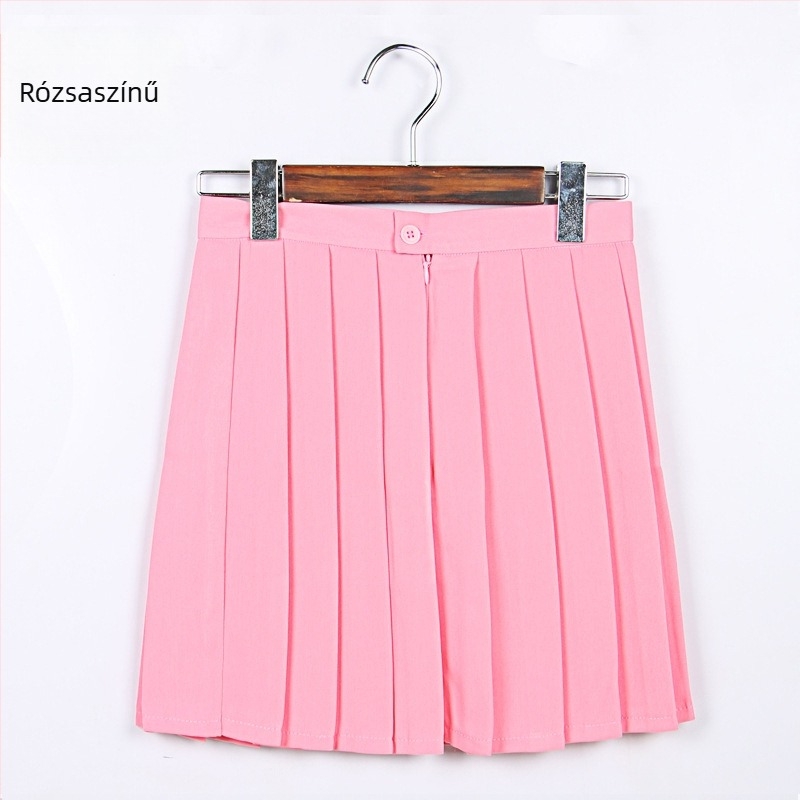 Pliszírozott szoknya, TR anyag, fő anyag tartalma 70–80%, japán stílus, rövid fazon