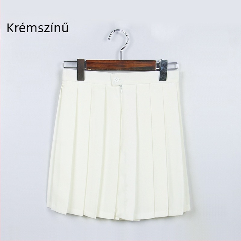 Pliszírozott szoknya, TR anyag, fő anyag tartalma 70–80%, japán stílus, rövid fazon