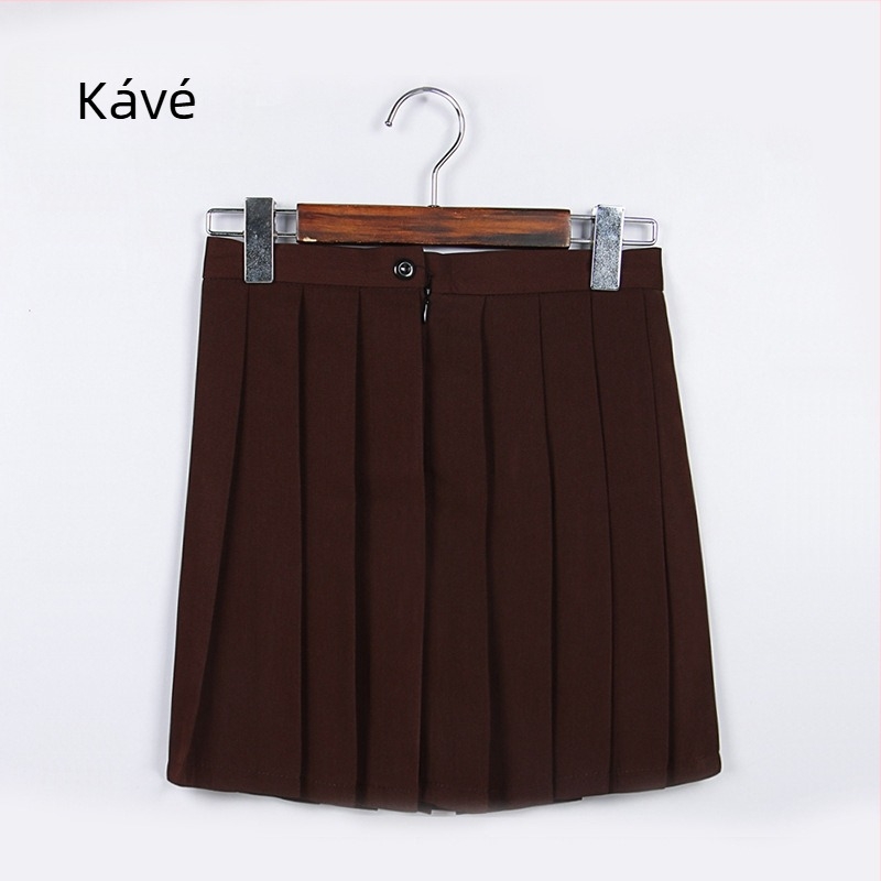 Pliszírozott szoknya, TR anyag, fő anyag tartalma 70–80%, japán stílus, rövid fazon