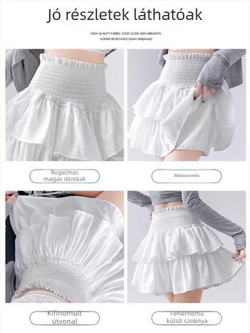 Féltest szoknya, hosszú, egyszínű minta, ránctalan poliészter anyag, 2025 tavasz