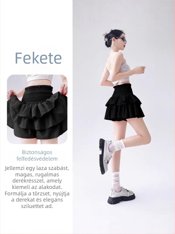 Féltest szoknya, hosszú, egyszínű minta, ránctalan poliészter anyag, 2025 tavasz