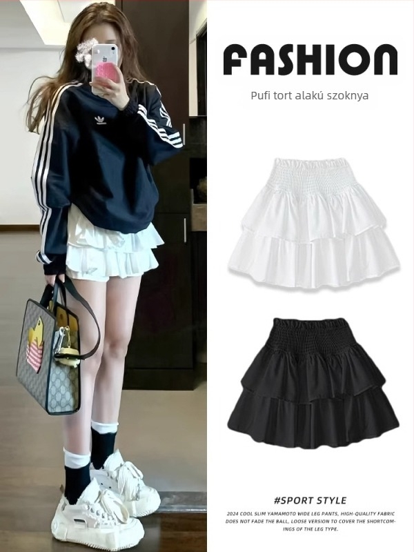 Féltest szoknya, hosszú, egyszínű minta, ránctalan poliészter anyag, 2025 tavasz