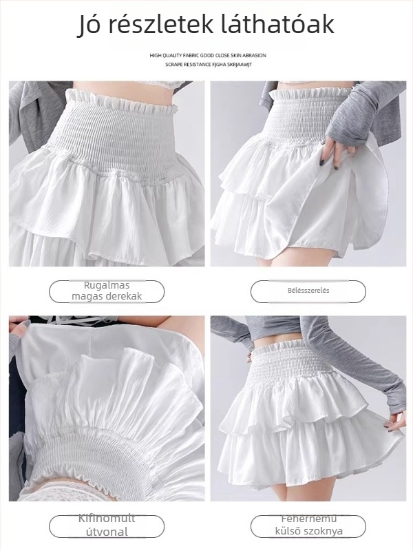 Féltest szoknya, hosszú, egyszínű minta, ránctalan poliészter anyag, 2025 tavasz