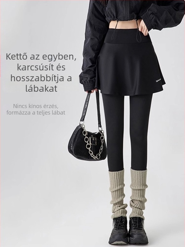 Plusz méretű Shark pants, női magas derekú sportnadrág pliszelt rövid szoknyával, futásra, edzésre, badmintonra és jóga