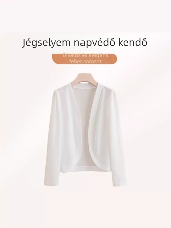 Nyári jég-selyem kardigán sállal, vékony külső réteg, cheongsam-stílusú dizájn, UV-védelmes női viselet, sokoldalú