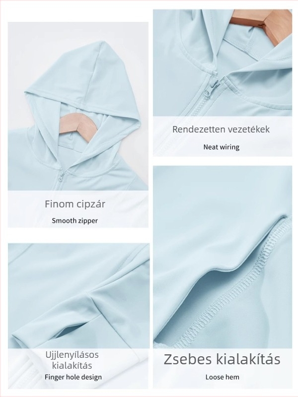 Női UV védelem kabát, hosszú ujjú, szűk szabású, rövid hossz 40–50 cm, UPF50+, poliészter-elasztán