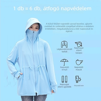 Női Ice Silk UV-védett kerékpáros kabát, légáteresztő, hosszú napsugár elleni védelem, közepes hosszúságú