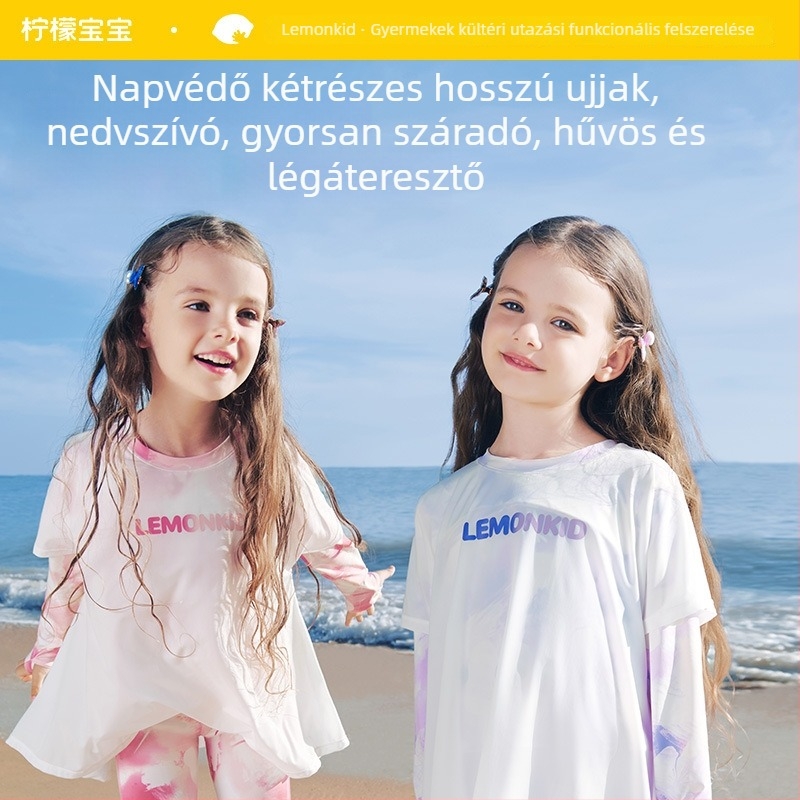 Lemonkid Gyerekek UV-védett hosszú ujjú felső, hűsítő és gyorsan száradó anyagú nylon, 2025 tavasz–nyár