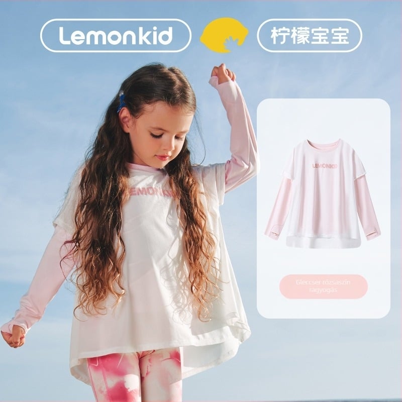 Lemonkid Gyerekek UV-védett hosszú ujjú felső, hűsítő és gyorsan száradó anyagú nylon, 2025 tavasz–nyár