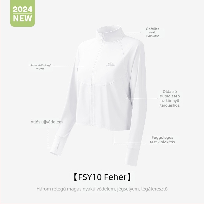 Női UV-védett, könnyű, lélegző kabát, nylon anyag, laza szabás, eredeti dizájn, 2024 tavasz