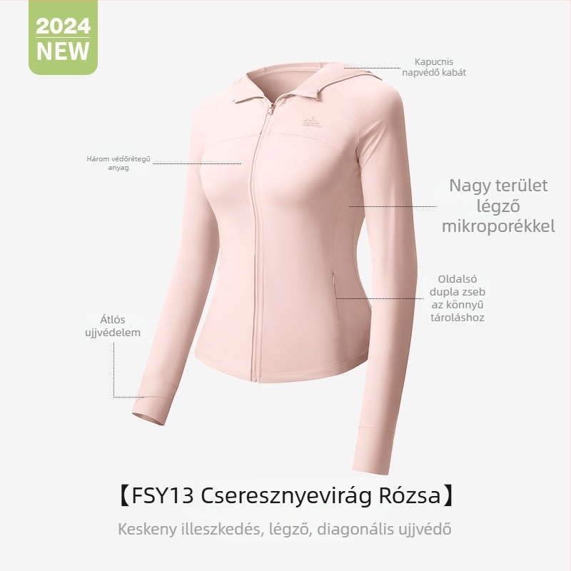 Női UV-védett, könnyű, lélegző kabát, nylon anyag, laza szabás, eredeti dizájn, 2024 tavasz
