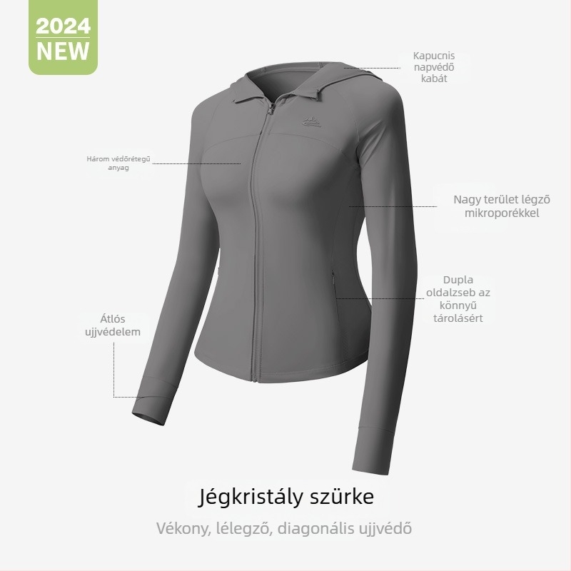 Női UV-védett, könnyű, lélegző kabát, nylon anyag, laza szabás, eredeti dizájn, 2024 tavasz