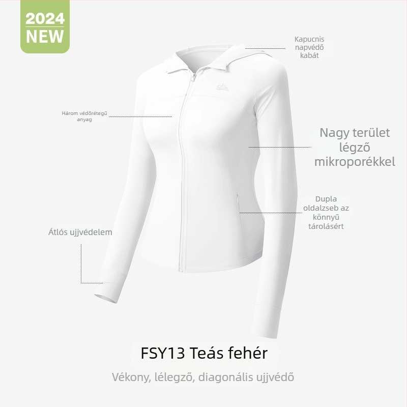 Női UV-védett, könnyű, lélegző kabát, nylon anyag, laza szabás, eredeti dizájn, 2024 tavasz