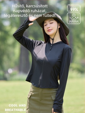 Női slim-fit ice silk felső UV-védelemmel, nyár 2024