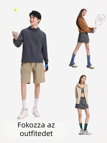Szabadidős külső szélvédő dzseki UPF50+ UV-védelemmel, vízpergető, könnyű és lélegző nylon anyagból, kapucnival