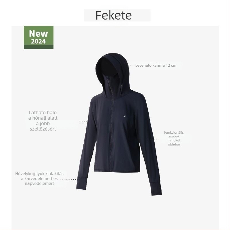 Moxunyuansha UPF50+ Napsugárvédő női kabát, vékony Ice Silk anyag, nyár