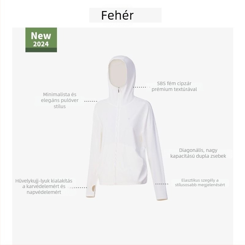 Moxunyuansha UPF50+ Napsugárvédő női kabát, vékony Ice Silk anyag, nyár
