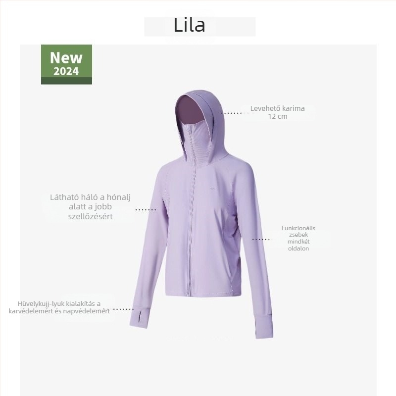 Moxunyuansha UPF50+ Napsugárvédő női kabát, vékony Ice Silk anyag, nyár