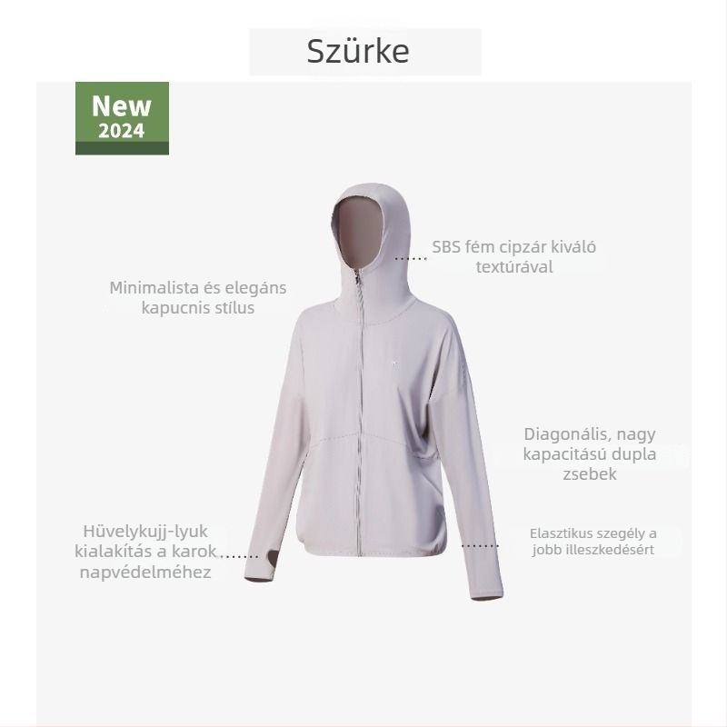 Moxunyuansha UPF50+ Napsugárvédő női kabát, vékony Ice Silk anyag, nyár