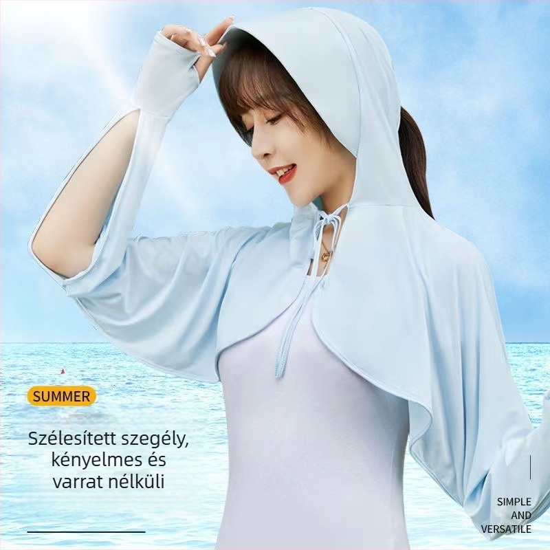 Női UV-védő kerékpáros ing - hosszú ujjú, Ice Silk poliészter, laza szabás (Poliészter 61-70%)