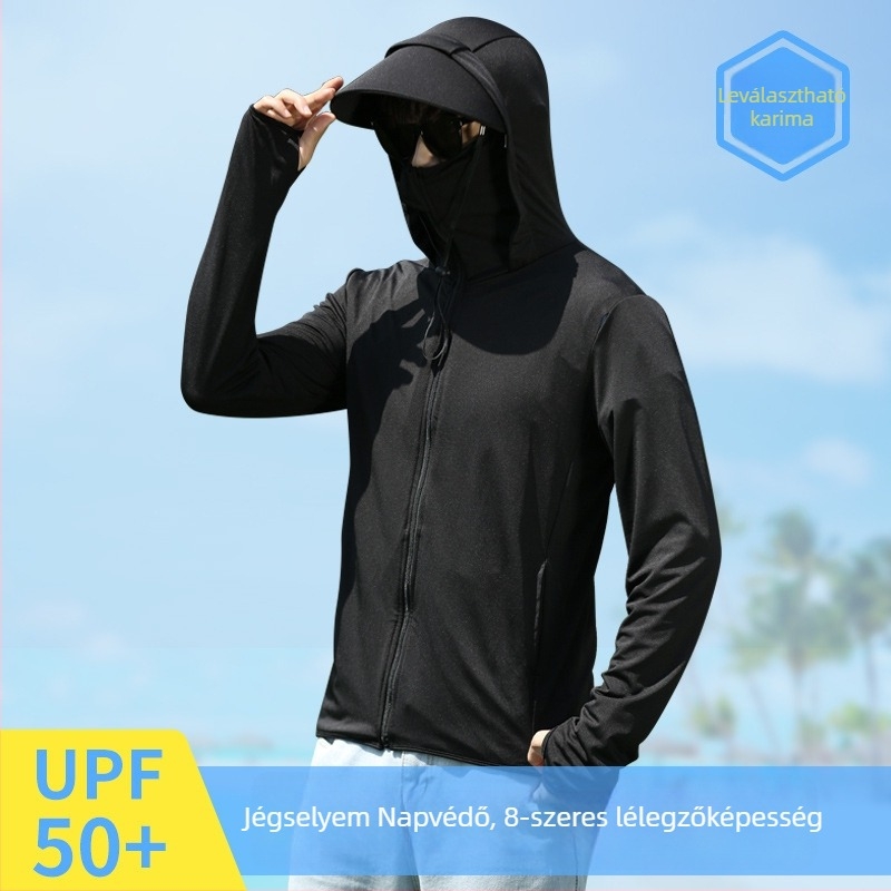 Kapucnis kültéri széldzseki UPF50+, gyorsan száradó, lélegző, szélálló
