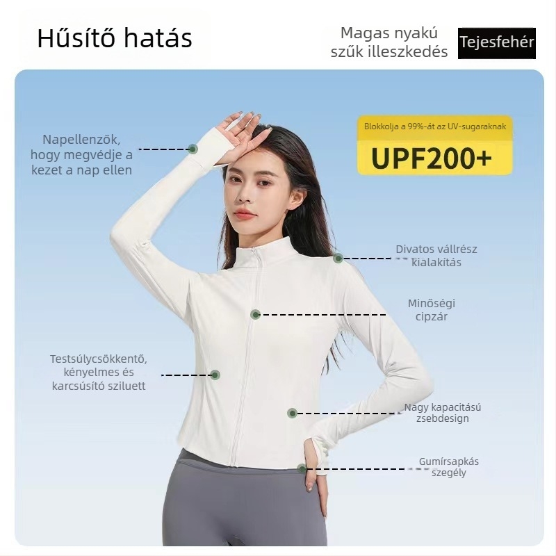 Kültéri széldzseki UV-50+ védelemmel, gyorsan száradó, lélegző, nylon anyagú, kapucnis