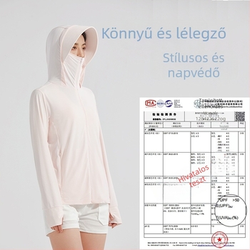 Unisex könnyű napsugárvédő szélkabát, nylon-spandex anyagból, UPF50+, kapucnival