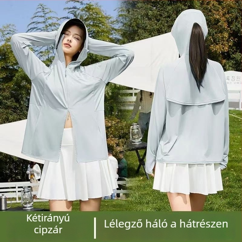 Női ice silk napvédő felső, könnyű és légáteresztő, nyári szabadtéri viselet