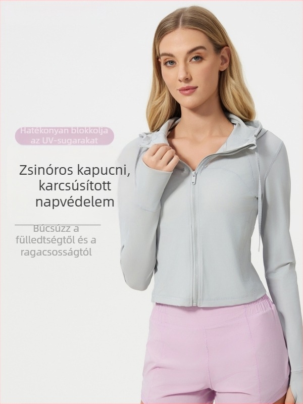 Női rövid kapucnis széldzseki UV-védelem UPF50+, gyorsan száradó nylonból