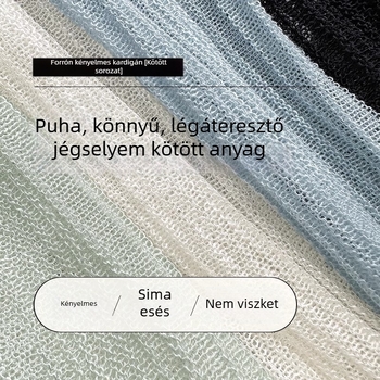 Női könnyű kötött kardigán hosszú ujjal, nyárra, jégselyem sál, UV-védelem