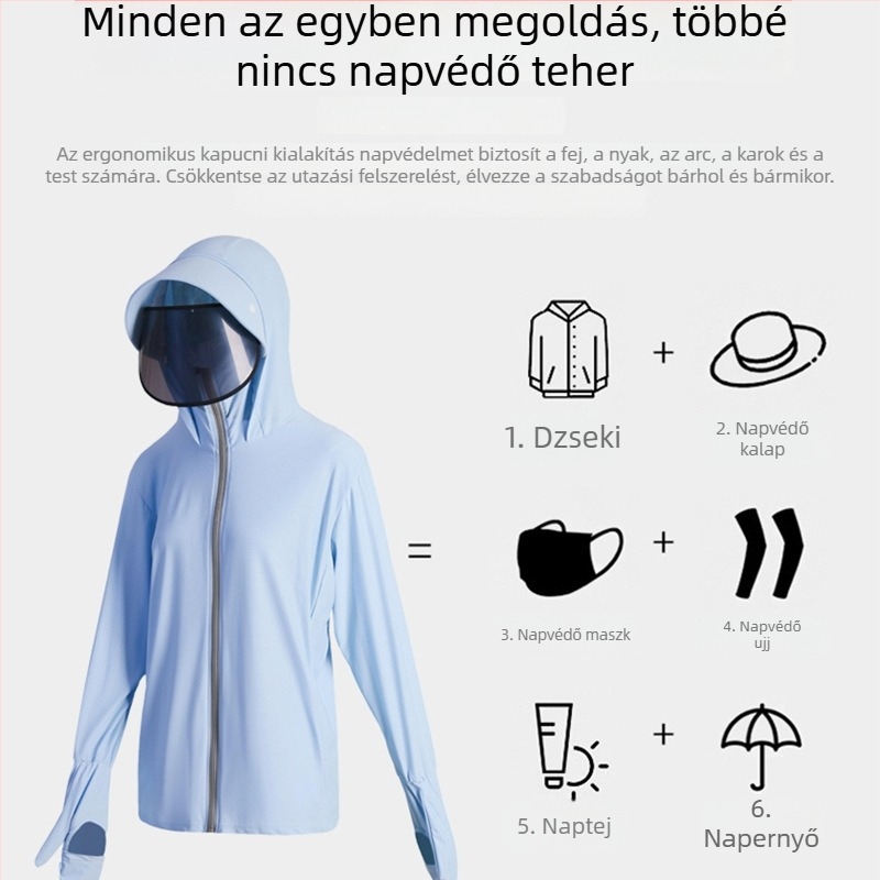 Női napvédő kabát tavasz–nyárra – könnyű, lélegző, középhosszú, kültéri kerékpározáshoz és utazásokhoz (2023-as modell)