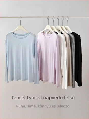 Lyocell blúza hosszú ujjúval, kerek nyakú, laza szabású
