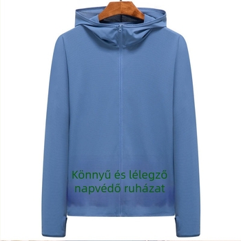 Hosszú ujjú napvédő kabát geometriai mintával, bő szabású (93% poliészter / 7% spandex, UPF30+, cipzár, vékony)