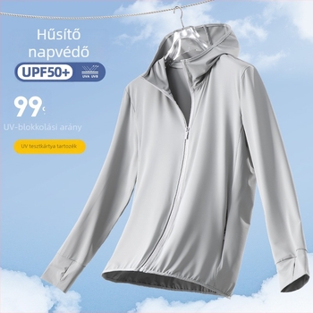 Férfi UV-védett kapucnis napvédő felső | UPF50+ | Gyorsan száradó, Légáteresztő, Ice Silk anyag