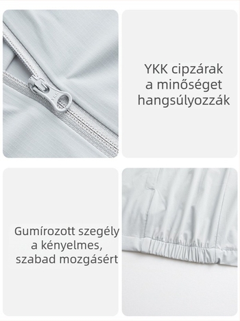 Kültéri széldzseki nylon nyers fonalból; UPF50+ UV védelem; gyorsan száradó, légáteresztő, szélálló; kapucnival; uniszex