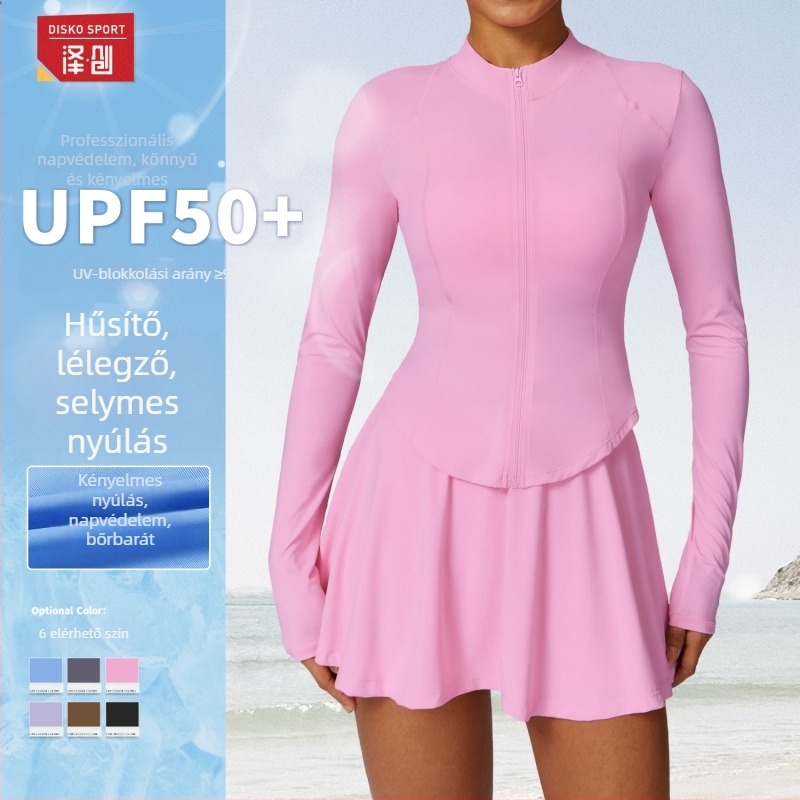 Zechuang női kültéri szélvédő dzseki UV védelem UPF50+, gyorsan száradó, légáteresztő Ice Silk anyag, kapucni nélküli, modell 8588