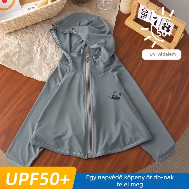 Gyerekeknek szóló UV-védő felső UPF50+ Ice Silk, nyári légáteresztő, batwing ujjak, 7–12 éveseknek, 95% poliészter