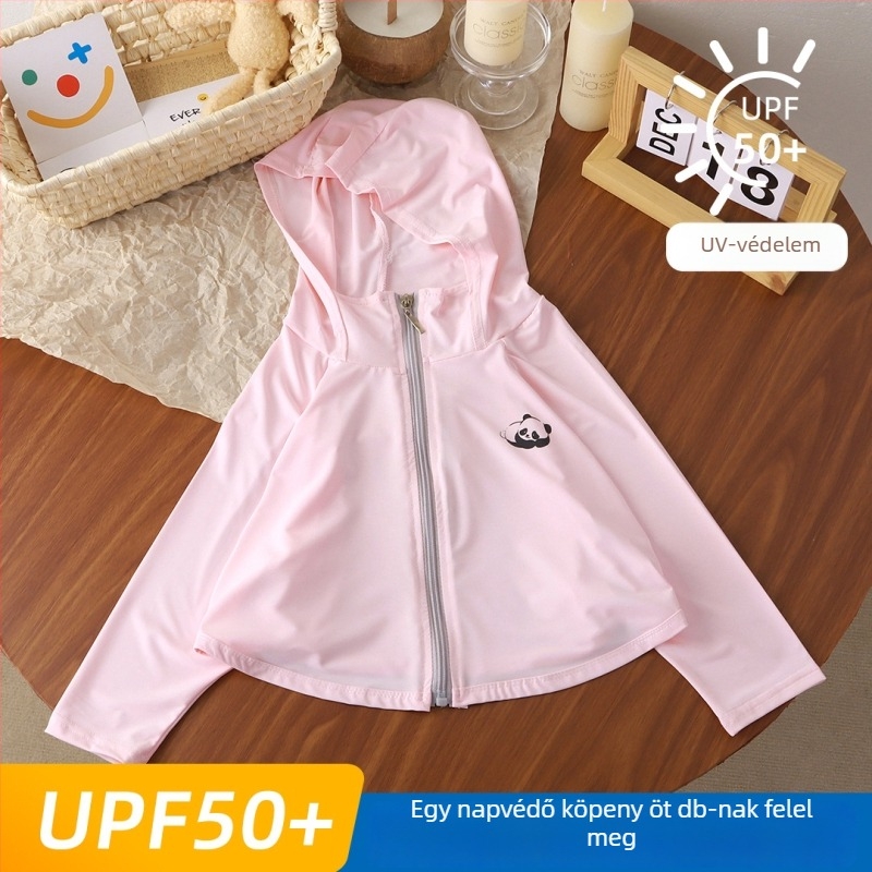 Gyerekeknek szóló UV-védő felső UPF50+ Ice Silk, nyári légáteresztő, batwing ujjak, 7–12 éveseknek, 95% poliészter